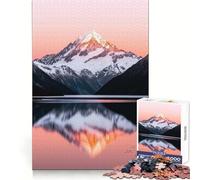 Snowy Mountain Reflection at Sunset Jigsaw 1000 Pieces for Teenagers Strengthen Memory Relaxing Fun Smooth Edge Santa Wish List (38x52cm)