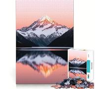 Snowy Mountain Reflection at Sunset Jigsaw Puzzles for Adults 1000 Piece Smart Game Relaxing Fun Pattern Assembly Cherished Gift (50x75cm)