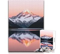 Snowy Mountain Reflection at Sunset Jigsaws 1000 Pieces for Teenagers Educational Play for Skill Growth for Special Moments Size 38x26cm