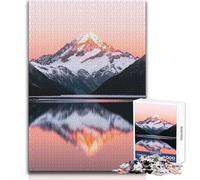 Snowy Mountain Reflection at Sunset Jigsaws 1000 Pieces for Teenagers Educational Play for Skill Growth for Special Moments Size 50x75cm