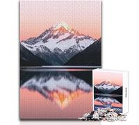 Snowy Mountain Reflection at Sunset Jigsaws 1000 Pieces for Teenagers Strategic Thinking Learning Game Ideal Meaningful Gift for Any Event Size 38x52cm