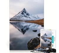 Snowy Mountain Reflection in Calm Lake 1000-piece Puzzle for Teenagers Mind Exercise Toy Mind Calm Design Assembly Cherished Gift (38x52cm)