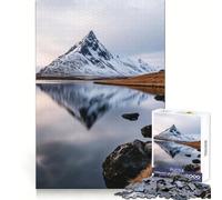 Snowy Mountain Reflection in Calm Lake Jigsaw Puzzle for Adults 1000 Pieces Memory Boost Group Play Pattern Assembly Xmas Surprise (50x75cm)