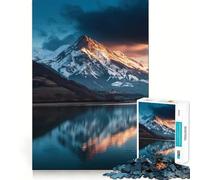 Snowy Mountain Reflection in Lake Jigsaw Puzzles for Adults1000 Pieces Memory Boost Together Fun Image Assembly Art Collectible (50x75cm)