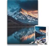 Snowy Mountain Reflection in Lake Puzzles for Teenagers 1000 Piece Educational Mental Focus Game Heartwarming Special Present Idea Size 38x26cm