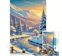 Snowy Mountain River 1000 Pieces Jigsaws Adults Puzzles Brain Workout Toy Soft Relax Image Assembly Lovely Present (50x75cm)