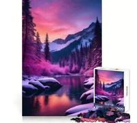 Snowy Mountain River at Sunset Jigsaw Puzzle for Adults 1000 Pieces Memory Boost Group Play Pattern Assembly Xmas Surprise (38x26cm)