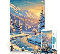 Snowy Mountain River Jigsaw Puzzles for Adults1000 Piece Brain Teaser Home Leisure Image Assembly Birthday Gift (38x52cm)