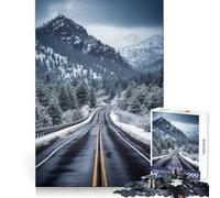 Snowy Mountain Road Hard Jigsaw Puzzle for Adults 1000 Pieces Improve Memory Relaxed Mind Sharp Edge Stylish Gift (38x52cm)