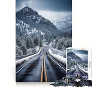 Snowy Mountain Road Jigsaw Puzzles 1000 Pieces for Teenagers Logic Game Warm Time Precise Cut Art Collection Piece (38x26cm)