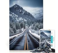 Snowy Mountain Road Puzzles for Adults 1000 Puzzles Strengthen Memory Anxiety Relief Smooth Edge Warm Surprise (50x75cm)