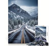 Snowy Mountain Road Puzzles for Adults 1000 Puzzles Strengthen Memory Anxiety Relief Smooth Edge Warm Surprise (50x75cm)