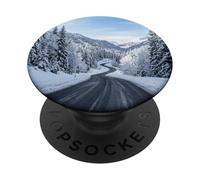 Snowy Mountain Road Winter Scenic Landscape View PopSockets Adhesive PopGrip