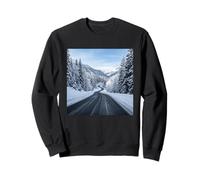 Snowy Mountain Road Winter Scenic Landscape View Sweatshirt