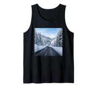 Snowy Mountain Road Winter Scenic Landscape View Tank Top