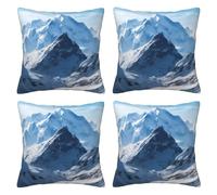 Snowy Mountain Throw Pillow Cases 4 Pack Square Pillowcases Super Soft Pillow Protectors With Zipper for Couch Livingroom Sofa Bed Office Car,50x50 CM