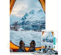 Snowy Mountain View from Tent Hard Jigsaw Puzzle for Adults 1000 Pieces Improve Memory Relaxed Mind Sharp Edge Stylish Gift (50x75cm)