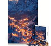 Snowy Mountain Village at Night Jigsaw Puzzle for Teenagers 1000 Pieces Mind Game Toy Relaxed Mind Neat Cut (50x75cm)