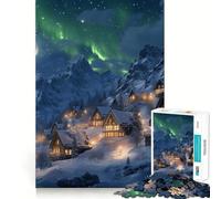 Snowy Mountain Village Jigsaw Puzzles for Adults1000 Piece Brain Teaser Home Leisure Image Assembly Birthday Gift (38x52cm)