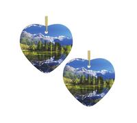 Snowy Mountains Christmas Tree Ceramic Hanging Bauble Personalised Xmas Baubles Cute Christmas Ornaments Gifts For Kids Family Friends