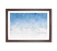 Snowy Mountains in Austria Painting Framed Print | A2 Walnut Framed Wall Art | Ready to Hang | Modern Landscape Picture | Living Room Bedroom Lounge Office