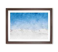 Snowy Mountains In Austria Painting Modern Art Framed Print | A2 Walnut Framed Wall Art | Ready to Hang | Modern Landscape Picture | Living Room Bedroom Lounge Office
