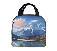 Snowy Mountains Lunch Bag Handheld Insulated Picnic Bag Work Bag Fresh-Keeping Bag Camping Storage