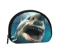 Snowy Mountains Mini Coin Purse Pouch Change Holder, Shell Shape Zip Around Wallet,Credit Card Holder for Women, Shark Mouth, One Size, Classic
