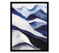 Snowy Mountains Painting Simple Calm Landscape Framed Art Print Artery8 Grey A4