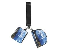 Snowy Mountains Wristlet Keychain Wallet Pouch with Strap Double Zipper Small Coin Purse Portable Wrist Bag for Travel Gym Daily Use