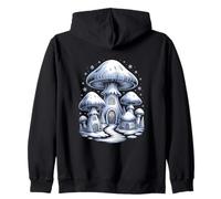 Snowy Mushroom Village Fantasy Winter Wonderland Zip Hoodie