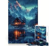 Snowy Nature Aurora Cabin 1000 Piece Jigsaws for Teenagers Puzzle Boost Memory Quiet Calm Premium Cut Heartfelt Gift (38x52cm)