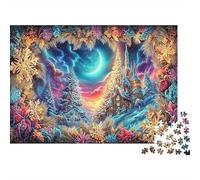 Snowy Night Church Jigsaw Puzzle 1000Pc for Adults Snowy Village Under Moon Impossible Educational Game | Great Gift Idea 38x26cm/1000pcs