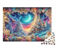 Snowy Night Church Puzzles 1000 Pieces for Adults Jigsaw Cosmic Nebula Landscape Puzzle Educational Games Beautiful Decoration Challenging Colourful A Unique100% Recvcled Cardboard52x38cm/1000pcs