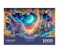 Snowy Night Church Smooth Framable Art Snowy Church Night 1000pc Puzzle for Adults Stress Relief Rainy Day Activity Idea 1000 Pieces 70x50cm/1000pcs