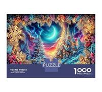 Snowy Night Church Thick Cardboard Galaxy Nebula Jigsaw Puzzle Bundle Family Puzzle Lovers Stress Relief Puzzle Brain Training Game Ideal Leisure Gift 70x50cm/1000pcs