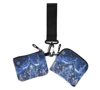 Snowy Night Church Women's Coin Wallet Card Holder Small Detachable Key Chain Wallet Change Purse with Zipper Pocket for Women 2 Pcs