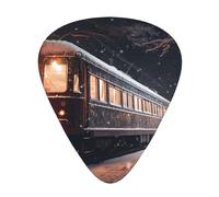 Snowy Night Railway Train Printed pick set - 12 pieces, thin, medium and thick guitar picks, suitable for guitar, bass, electric guitar and ukulele