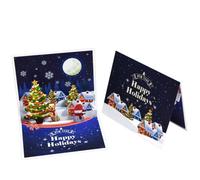 Snowy Night Scene Happy Holidays & New Year 3D Pop Up Christmas Card