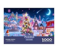 Snowy Night Town Jigsaw Puzzles for Adults Interesting Puzzles 1000 Jigsaws Brain Challenge Home Decoration Gifts 52x38cm/1000pcs