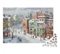 Snowy Old Town 1000 Piece Jigsaw Puzzle,Premium,Educational Toy,Whimsical Challenge Winter Streets,Great Gifts,Home Wall Decor,Adults & Kids 14+,Stress Relief 52x38cm