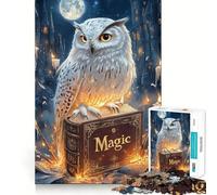 Snowy Owl And Magic Book 1000 Piece Jigsaw Puzzles for Teenagers Boost Memory Gentle Relax Premium Cut Bday Surprise (50x75cm)