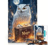 Snowy Owl And Magic Book Hard Jigsaw Puzzle for Adults 1000 Pieces Mind Challenge Toy Gentle Leisure Precise Cut Memorable Gift (38x52cm)