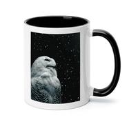 Snowy Owl And Stars Ceramic Coffee Mug with Handle 11 Ounces, Porcelain Mug Coffee Cup Tea Mug Water Cup Ideal for Coffee,Tea,Latte,Cappuccino,Microwave & Dishwasher Safe Unique Gift Cup