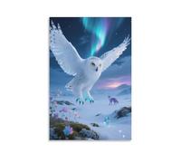 Snowy Owl Canvas Wall Art Arctic Tundra Print On Canvas Artwork for Bedroom, Living Room, Or Kitchen Decoration Gift 20x30inch(50x75cm)