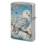 Snowy Owl Cornus Lighter Case Metal Double-Sided Lighter Cover Pocket Lighters Sleeve Windproof Lighters Accessories for Men Women