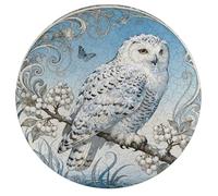 Snowy Owl Cornus Personalized Jigsaw Puzzles, 195Pcs Custom Wooden Jigsaw Puzzle Round Puzzle Gift Adult