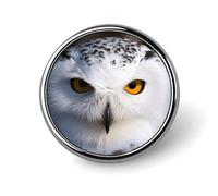 Snowy Owl Eyes Badge Holder Exquisite Round Badge with Picture Pin DIY Button Badges Personalized Metal Button Pin Fashion Brooch Crafts Gifts Clothes Decorative Pins
