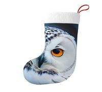 Snowy Owl Eyes Christmas Stocking 17.7", Festive Hanging Sock for Fireplace Mantel, Holiday Decorations