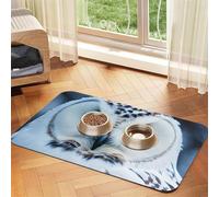 Snowy Owl Eyes Durable Pet Absorbent Tablecloth Non-Slip Dining Pad For Dog Cat Food Water Bowls Feeder Mat